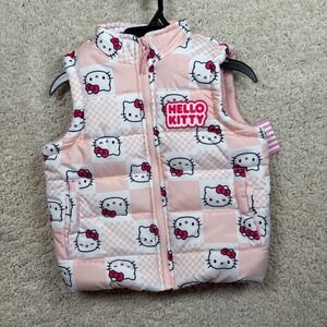 Hello Kitty Girls Pink Checkered Puffer Vest Size 6/6X Sanrio Dreamwave NEW‎